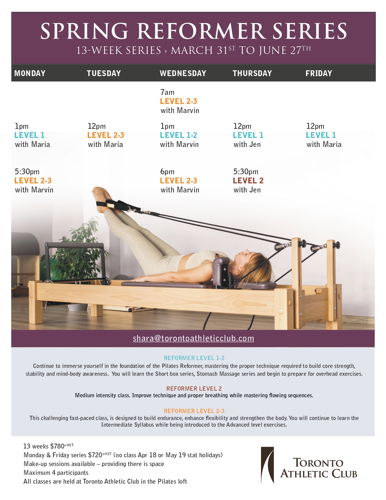 Spring Reformer Series - March 31st to June 27th