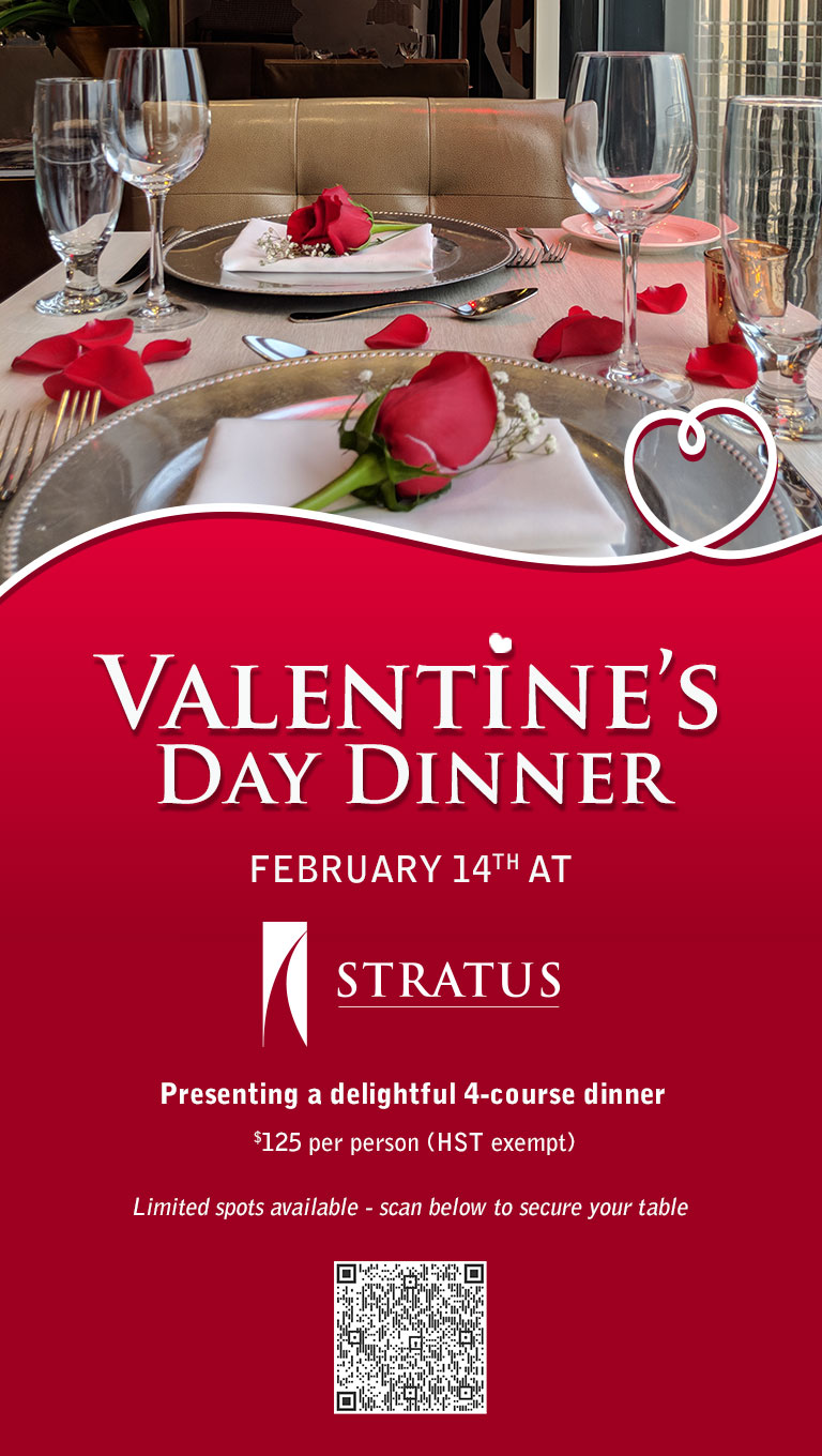 Valentine's Day Dinner at Stratus Restaurant - Friday, February 14th